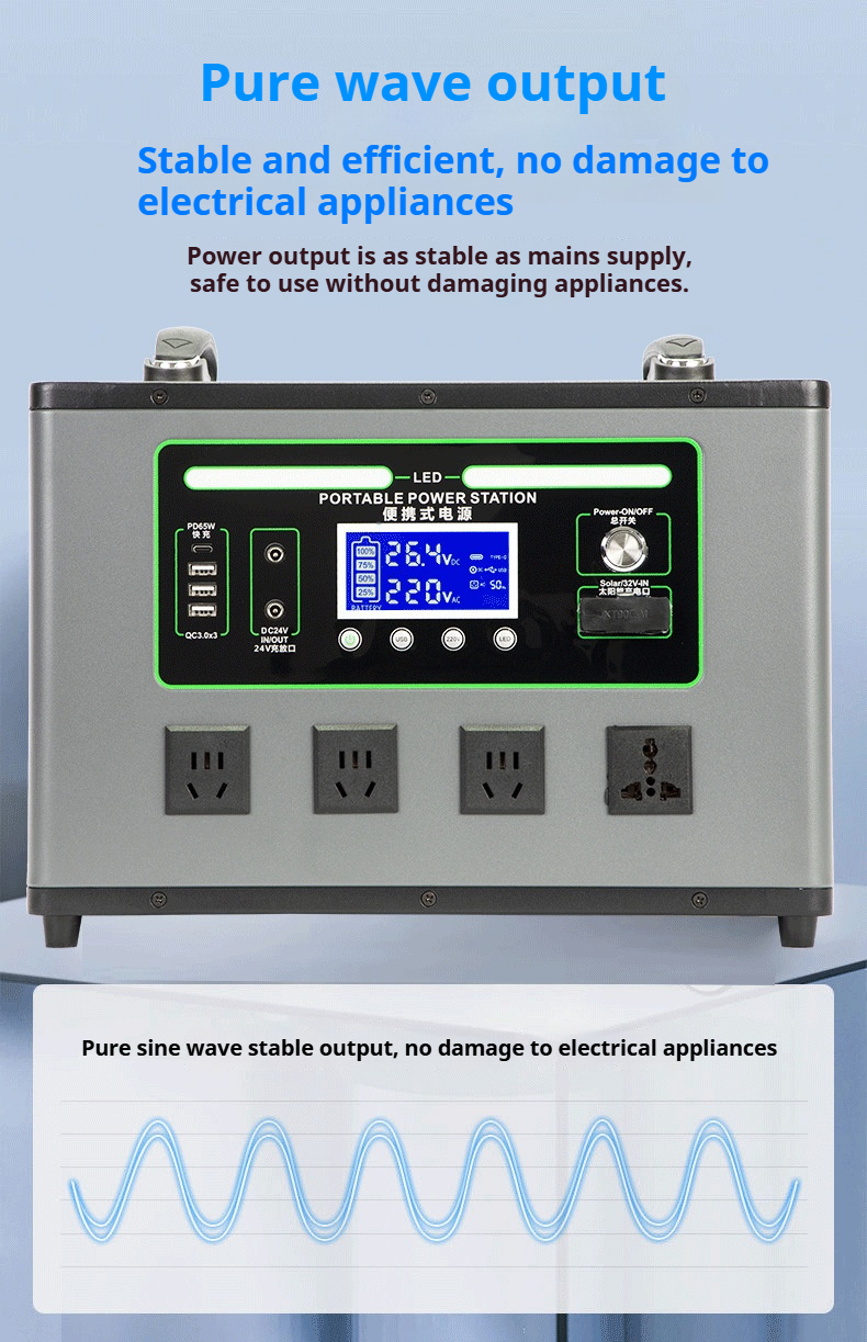 Outdoor Power Supply Gray Two-hand Portable 2200W (5)
