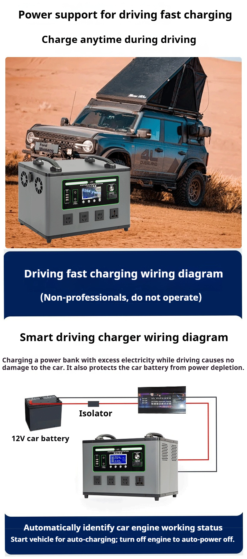 Outdoor Power Supply Gray Two-hand Portable 2200W (7)